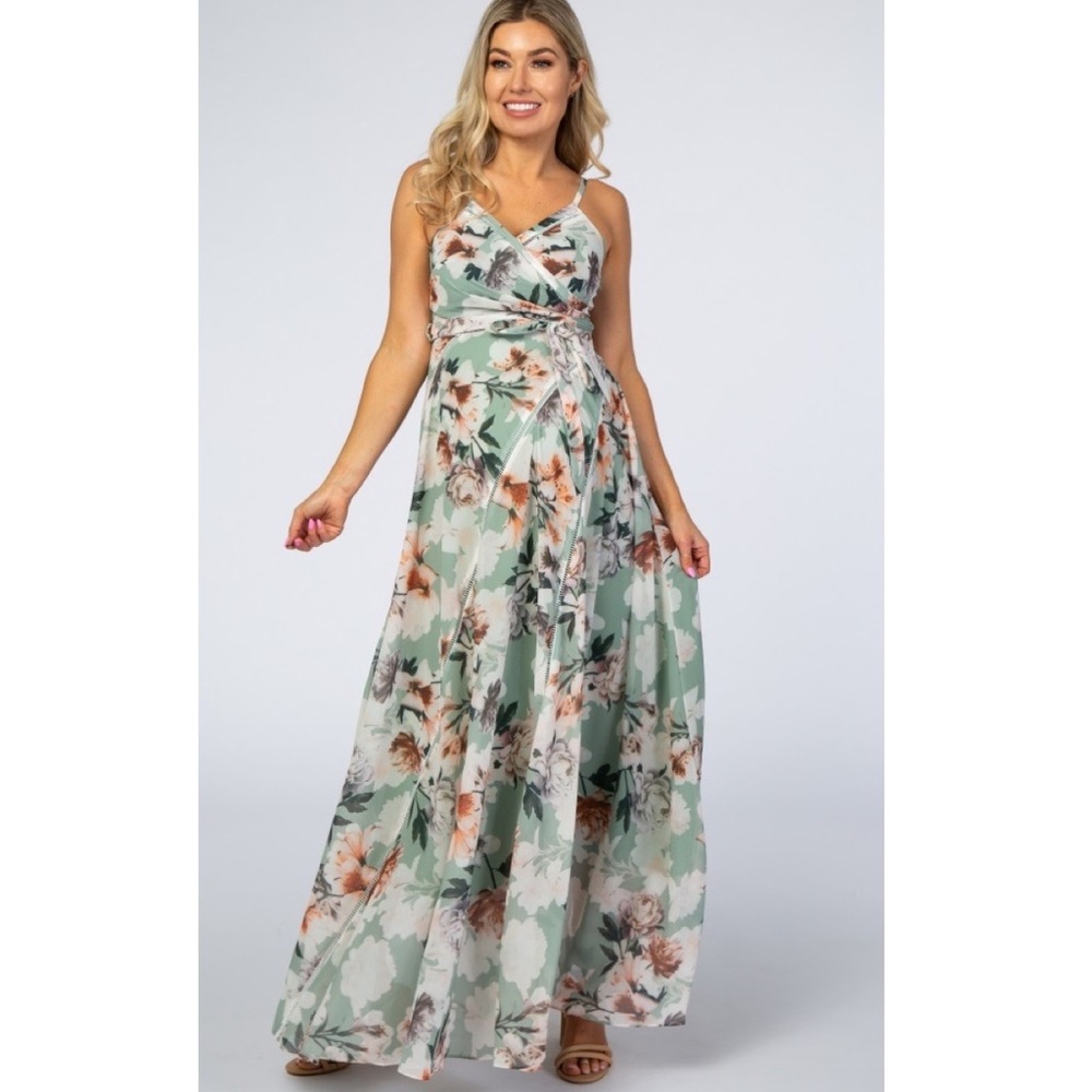 PinkBlush floral chiffon maxi dress nwot